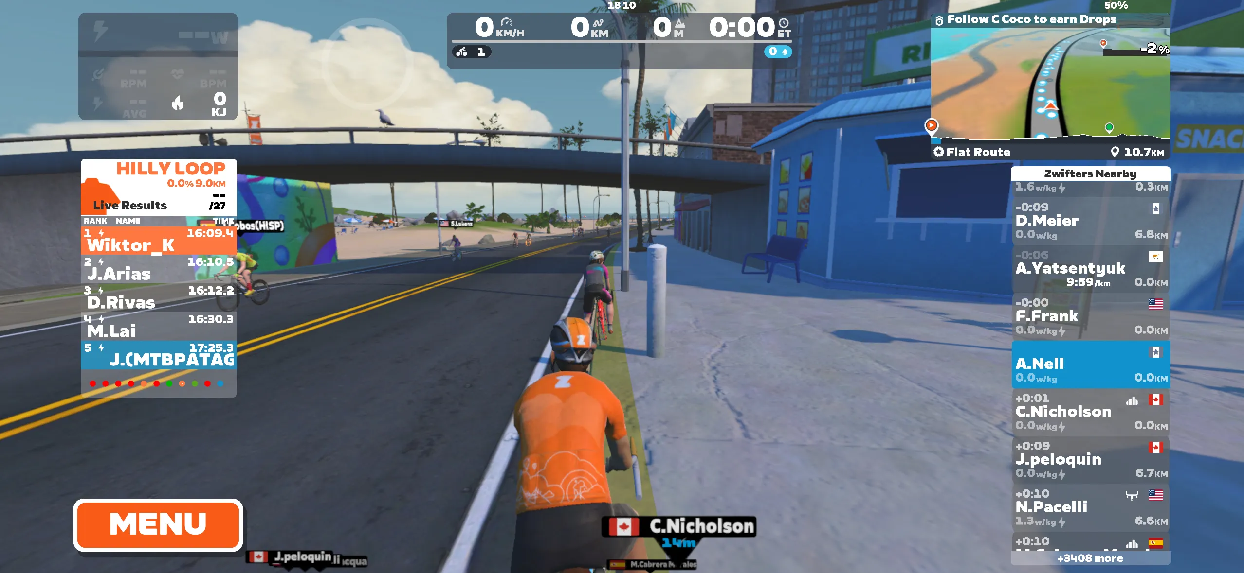 Skärmdump från Zwift på en iPhone
